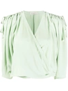 Veronique Leroy Ruched Wrap Blouse In 70 Mint