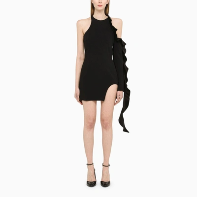 David Koma Ruffled Satin-trimmed Crepe Mini Dress In Black