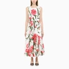 Dolce & Gabbana Carnation Print Sleeveless Cotton Fit & Flare Dress In Purple