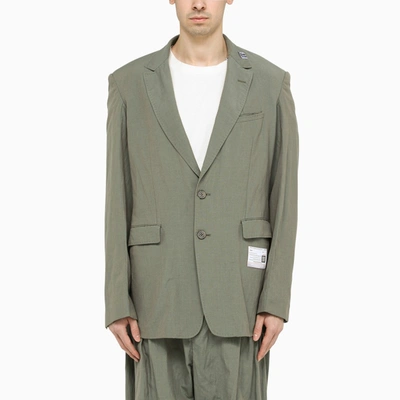 Miharayasuhiro Single-breasted Khaki Jacket In Technical Fabric In Orange