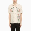 Andersson Bell Mushroom Embroidery Cotton Blend Shirt In Beige
