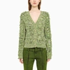 Andersson Bell Open-knit Fringed Cardigan In Green