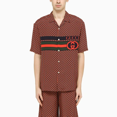 Gucci Geometric Houndstooth Print Bowling Shirt In Multicolor