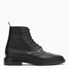 Thom Browne Black Classic Wingtip Boots In Black