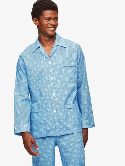 Derek Rose Men's Classic Fit Pyjamas Ledbury 56 Cotton Batiste Blue