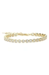 Shymi Mini Heart Bezel-set Tennis Bracelet In Gold/ White