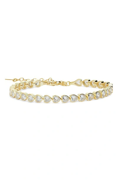 Shymi Mini Heart Bezel-set Tennis Bracelet In Gold