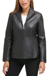 Cole Haan Signature Wing Collar Leather Jacket In Black