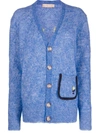 Cormio Renato Intarsia Wool-blend Cardigan In Azzurro