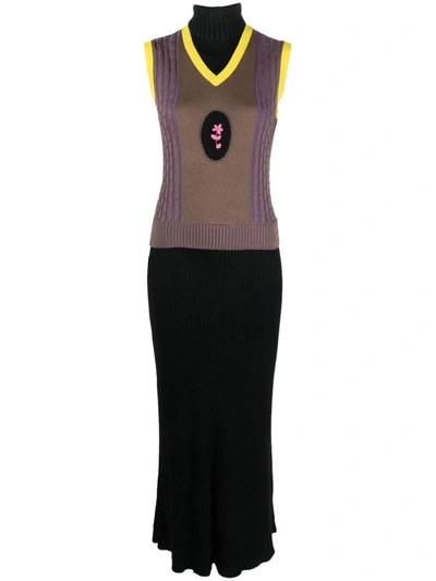 Cormio Colour-block Knit Dress In Black