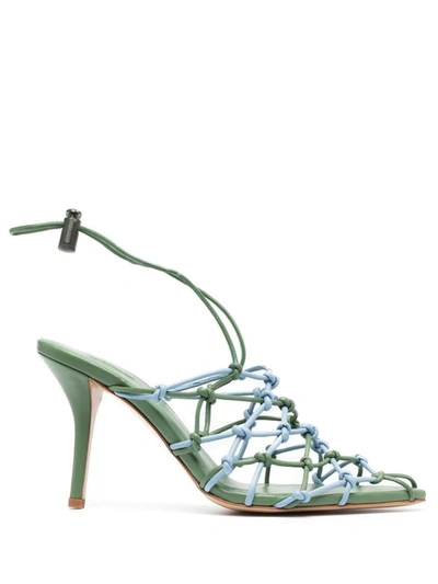 Gia Borghini Giaborghini Woven Sandal Shoes In D0030 Algae Green Ice Blue