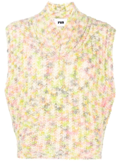 Rus Chunky Knitted Vest In Marshmallow