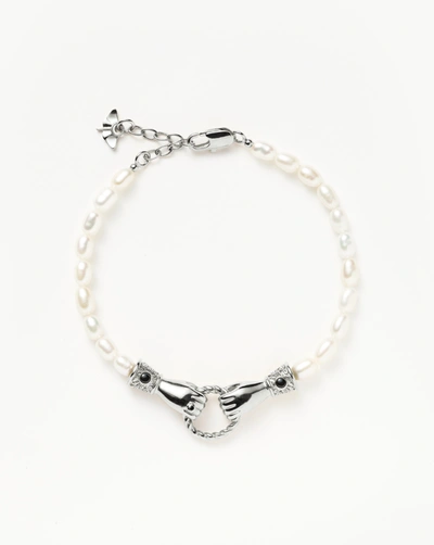 Missoma Harris Reed In Good Hands Pearl Bracelet Silver Plated/pearl & Black Onyx Black/silver