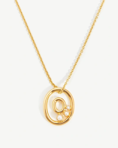 Missoma Chubby Pearl Initial Pendant Necklace In Gold