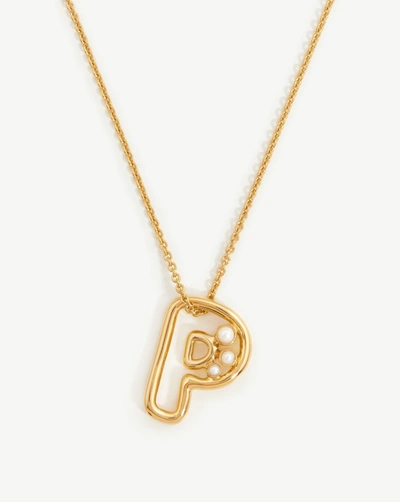 Missoma Chubby Pearl Initial Pendant Necklace In Gold