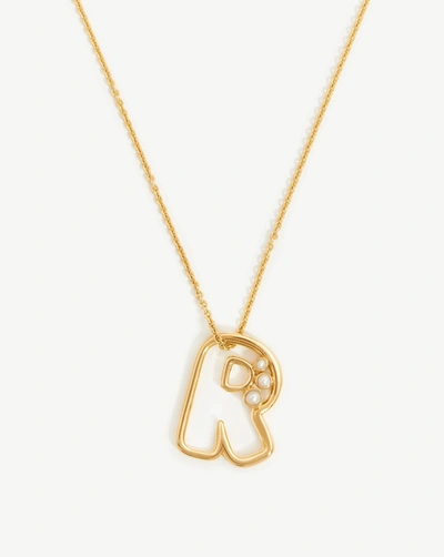 Missoma Chubby Pearl Initial Pendant Necklace In Gold