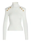 Balmain Gold-tone Buttons Sweater In White
