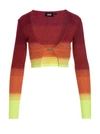 Gcds Lurex Degradé Viscose Mini Cardigan Top In Fuchsia