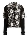 Dsquared2 Double-layered Bowling Shirt With Floral Pattern In White/black