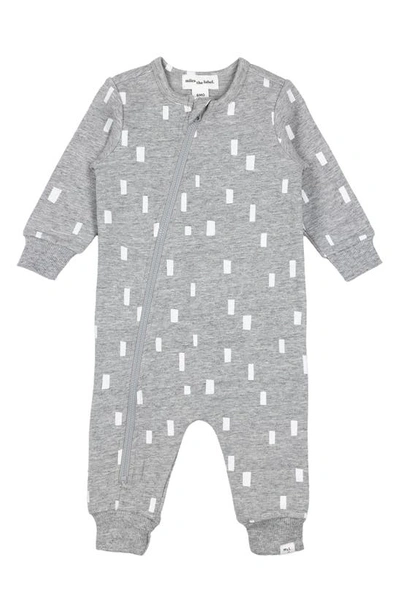 Miles The Label Babies' Block Print Stretch Organic Cotton Romper In Grey