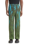 ISSEY MIYAKE GRASS FIELD PLEATED STRAIGHT LEG PANTS