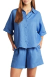 SEA LEVEL TIDAL RESORT LINEN COVER-UP BUTTON-UP SHIRT