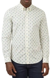 Ben Sherman Slim Fit Geometric Print Stretch Button-down Shirt In Ivory