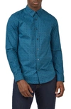 Ben Sherman Abstract Geo Long Sleeve Shirt In Teal In Dark Teal