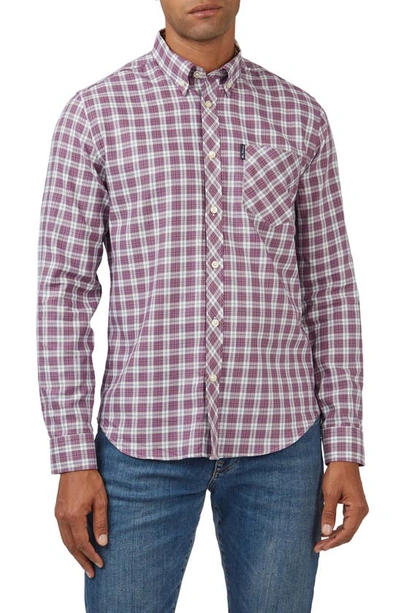 Ben Sherman Men's House Tartan Regular-fit Shirt In Grape