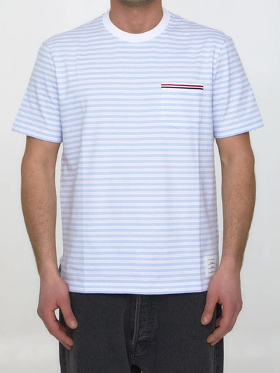 Thom Browne Striped Jersey T-shirt In Blue