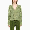 Andersson Bell Open-knit Fringed Cardigan In Green