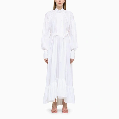 Patou Belted Long Shirt Dress In White