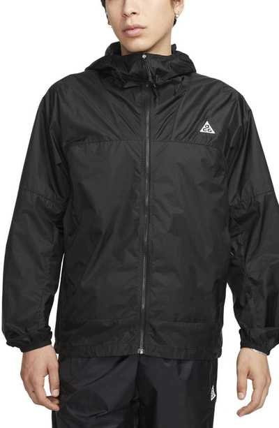 Nike Acg Cinder Cone Logo-embroidered Nylon Hooded Jacket In Black