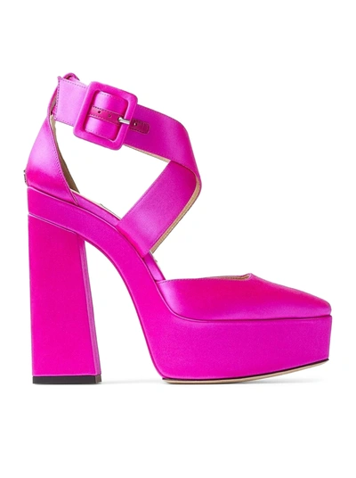 Jimmy Choo 140mm Gian Satin Pumps In Fuchsia