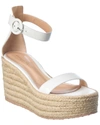 Gianvito Rossi Lambskin Ankle-strap Wedge Espadrille Sandals In White