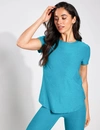 Beyond Yoga On The Down Low T-shirt In Peacock Blue Heather