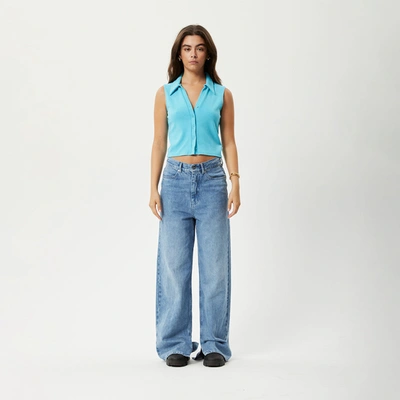 Afends Hemp Ribbed Sleeveless Shirt In Colour-blue