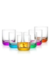 JOYJOLT HUE COLORED DOUBLE OLD FASHION GLASS