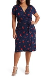 Renee C Floral Jersey Wrap Dress In Navy