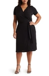 RENEE C RENEE C SOLID JERSEY WRAP DRESS