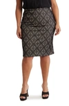 Renee C Diamond Print Pencil Skirt In Black