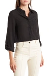 Nanette Lepore Roll Tab Button-up Shirt In Very Black