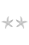 Effy Sterling Silver Diamond Starfish Stud Earrings In Silver
