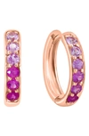Effy 14k Rose Gold Plated Pink Sapphire Huggie Hoop Earrings In Pink