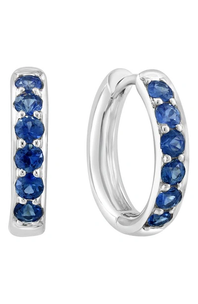 Effy 14k White Gold Sapphire Huggie Hoop Earrings