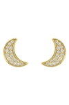 Effy Sterling Silver & Diamond Moon Stud Earrings In Gold