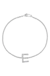 Effy Sterling Silver Diamond Initial Bracelet In Silver/ E