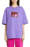 Acne Studios Exford Inflatable Logo Organic Cotton T-shirt In Purple