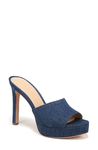 Veronica Beard Dali Denim Platform Mules In Blue