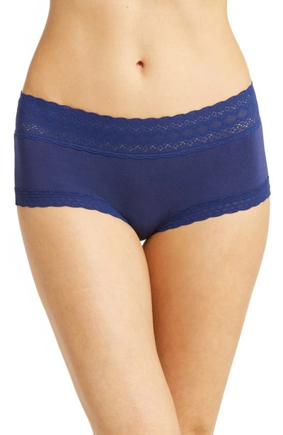 Meundies Feelfree Lace Hipster Briefs In Bright Navy